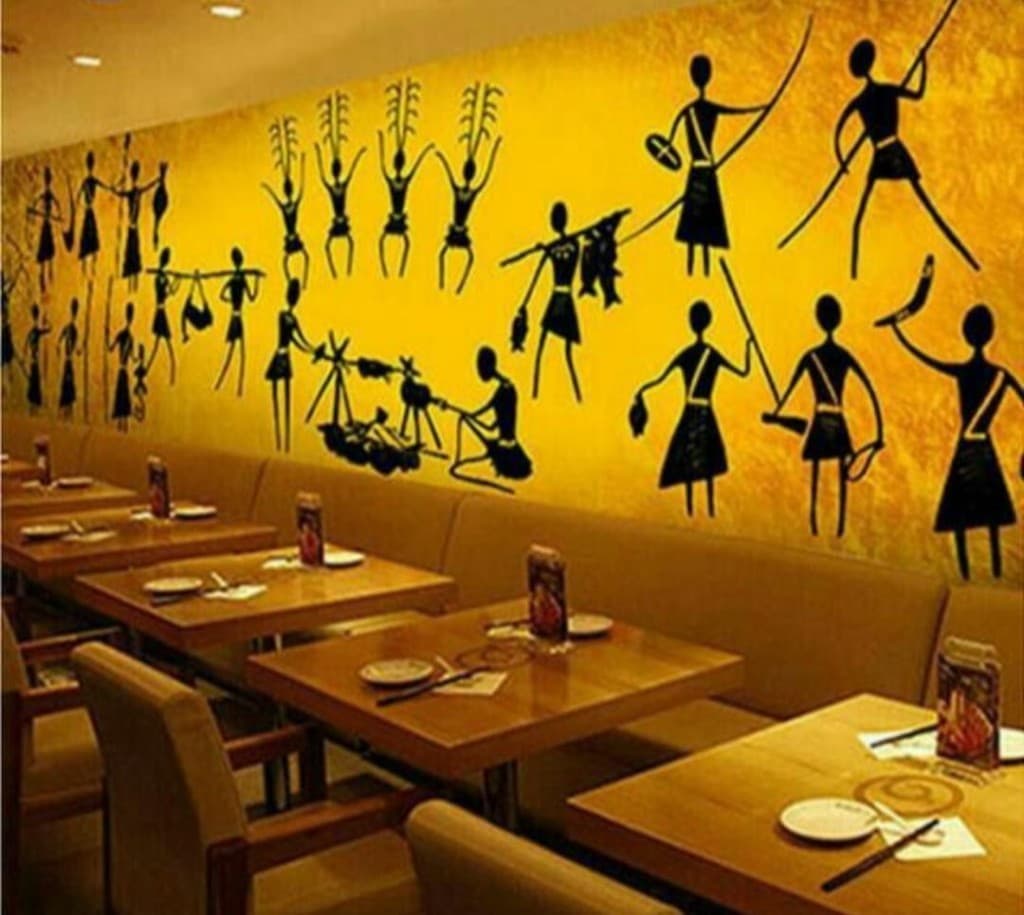 Warli Restaurant Theme - Wall Structure Art