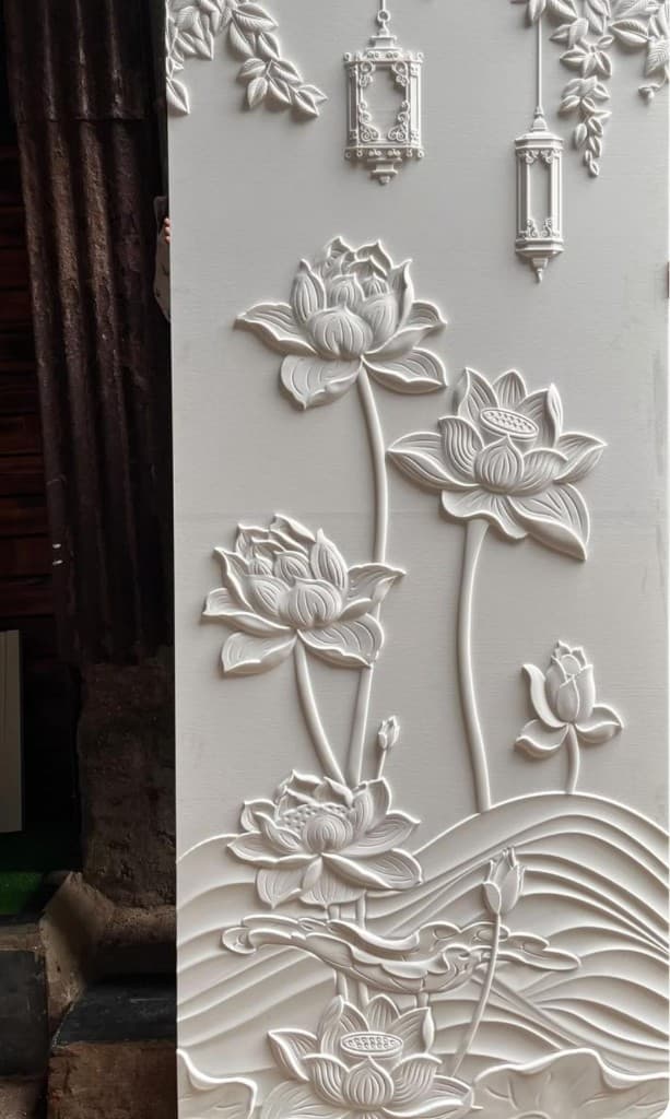 White Lotus Relief - Wall Structure Art
